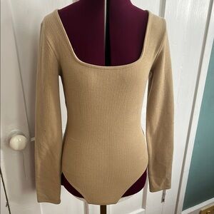 A New Day Ribbed Bodysuit in Tan